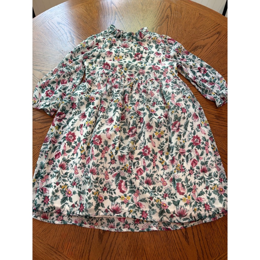Janie and Jack Girls‎ White Floral Long Sleeve Ruffle Dress Size 10 - Picture 2 of 8
